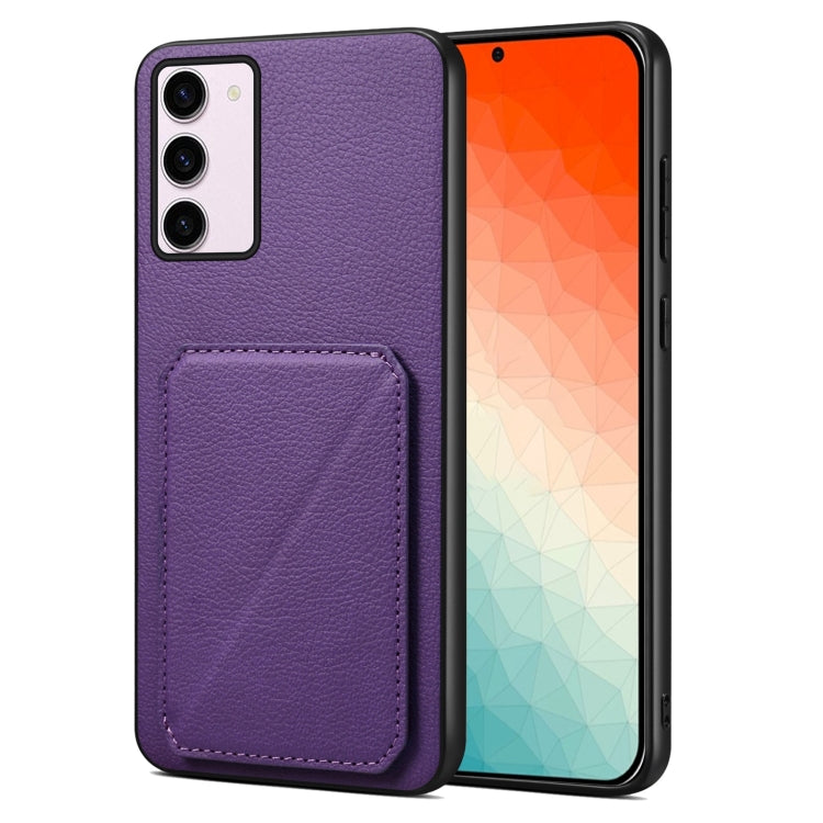 For Samsung Galaxy S24+ 5G Denior Imitation Calf Leather Back Phone Case with Holder(Purple) - Galaxy S24+ 5G Cases by Denior | Online Shopping UK | buy2fix