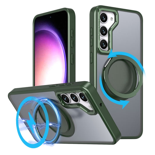 For Samsung Galaxy S24 5G 360-degree Rotating MagSafe Magnetic Holder Phone Case(Green) - Galaxy S24 5G Cases by buy2fix | Online Shopping UK | buy2fix