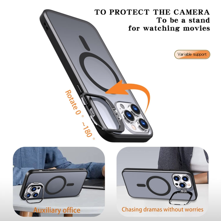 For iPhone 15 Pro Max Metal Invisible Camera Holder MagSafe Magnetic Phone Case(Black) - iPhone 15 Pro Max Cases by buy2fix | Online Shopping UK | buy2fix