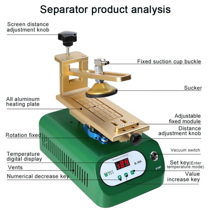 BEST B-918A 7 inch 220V Vacuum Pump LCD Screen Rotary Heating Platform Separator, EU Plug - Separation Equipment by BEST | Online Shopping UK | buy2fix