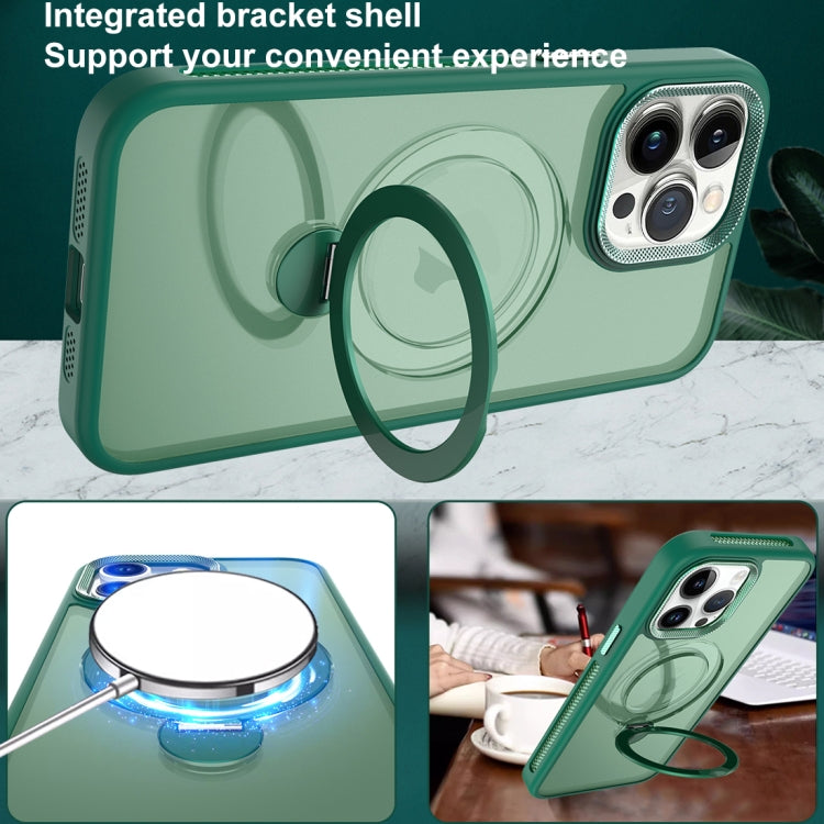 For iPhone 12 Pro Max MagSafe Magnetic Holder Breathable Phone Case(Green) - iPhone 12 Pro Max Cases by buy2fix | Online Shopping UK | buy2fix