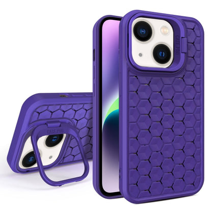 For iPhone 14 Honeycomb Radiating Lens Holder Magsafe Phone Case(Purple) - iPhone 14 Cases by buy2fix | Online Shopping UK | buy2fix