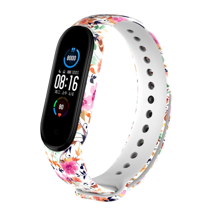 For Xiaomi Mi Band 5 TPU Watch Band(Birds and Flowers) - Smart Wear by buy2fix | Online Shopping UK | buy2fix