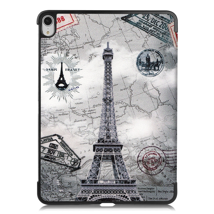 For iPad Air 2022 / 2020 10.9 Colored Drawing Horizontal Flip Leather Case with Three-folding Holder & Sleep / Wake-up Function(Eiffel Tower) - Apple Accessories by buy2fix | Online Shopping UK | buy2fix