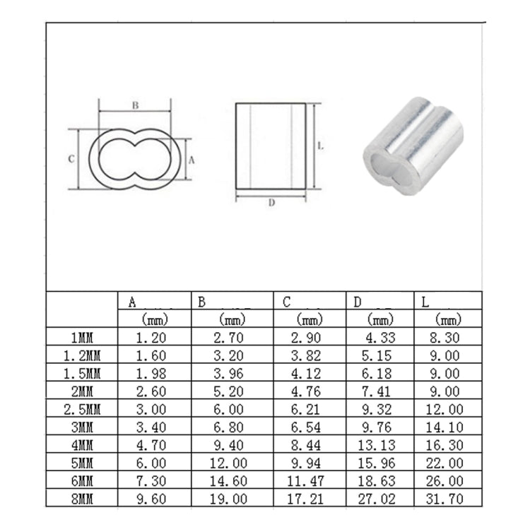 180 PCS M1.2 / M1.5 / M2 / M2.5 / M3 / M4 Wire Rope 8-shaped Aluminum Sleeve - In Car by buy2fix | Online Shopping UK | buy2fix