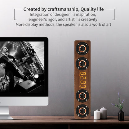 W8C Wooden Clock Subwoofer Bluetooth Speaker, Support TF Card & U Disk & 3.5mm AUX(Brown Wood) - Desktop Speaker by buy2fix | Online Shopping UK | buy2fix