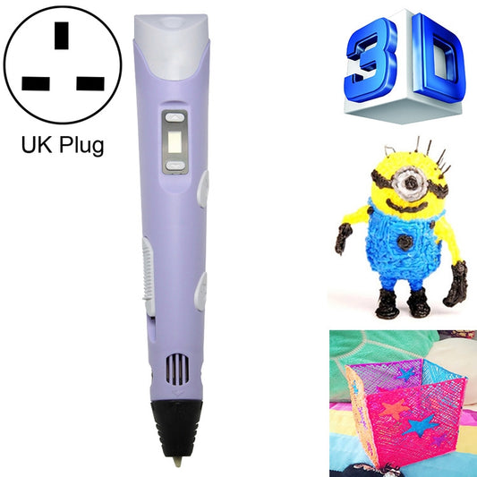 Hand-held 3D Printing Pen, UK Plug (Purple) - Consumer Electronics by buy2fix | Online Shopping UK | buy2fix