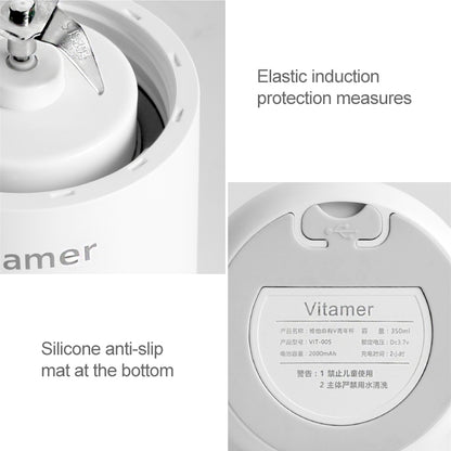 Vitamer USB Mini Portable Juicer Juice Blender Lemon Fruit Squeezers Reamers Bottle (White) - Home & Garden by buy2fix | Online Shopping UK | buy2fix