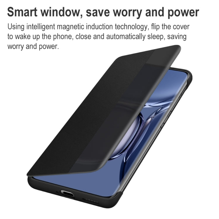 For Huawei P50 Pro Smart Display View Window Flip Leather Protective Case with Sleep / Wake-up Function(Black) - Huawei Cases by Huawei | Online Shopping UK | buy2fix