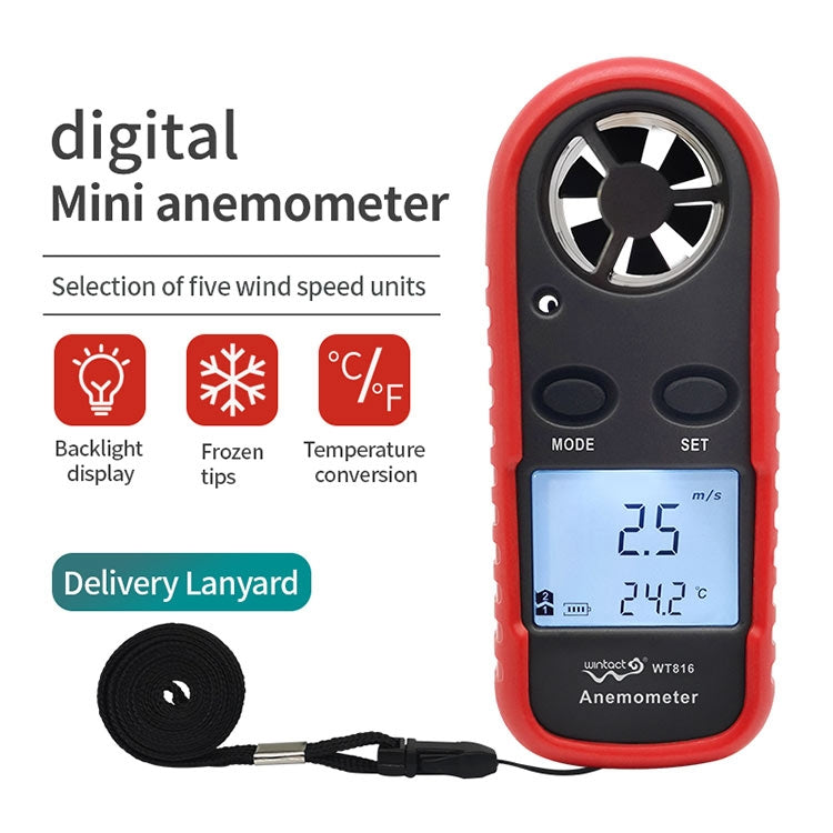 Wintact WT816 Digital Electronic Thermometer Anemometer - Tachometers & Anemometer by Wintact | Online Shopping UK | buy2fix