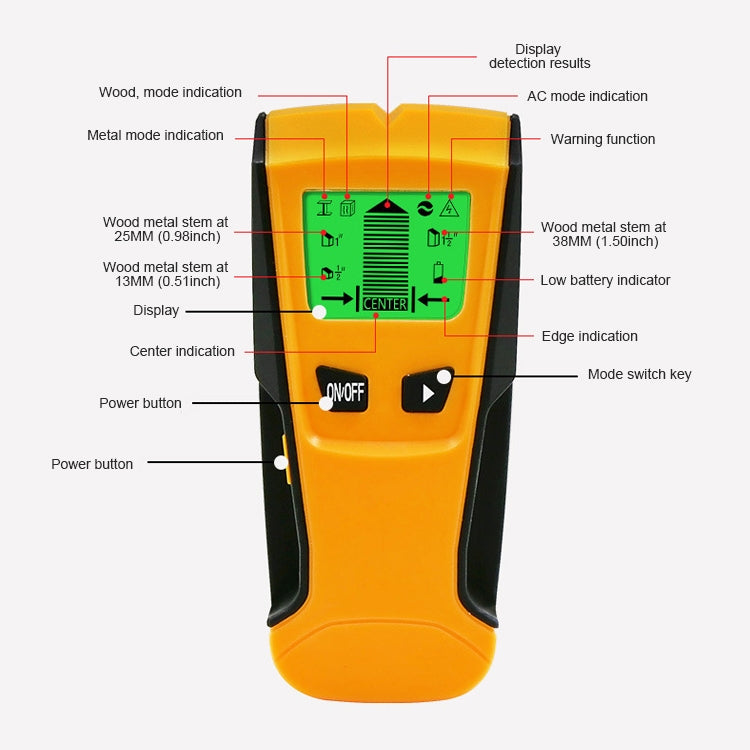 TH210 3 in 1 Wall Metal Detector for Voltage and Cable with Metal Detection Function - Consumer Electronics by buy2fix | Online Shopping UK | buy2fix