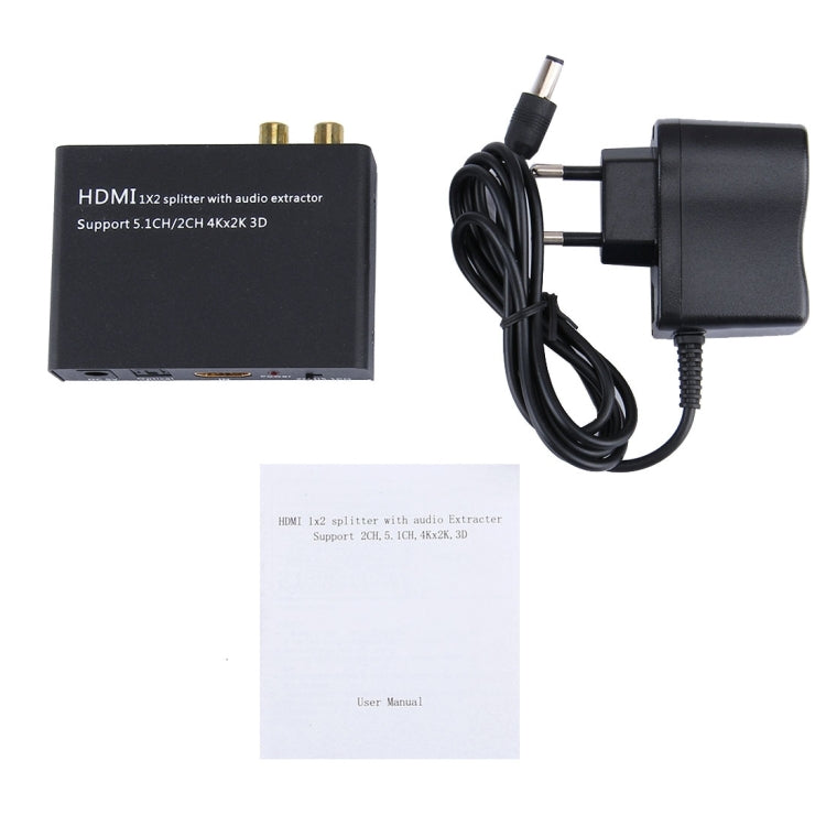 HDMI 1x2 Splitter with Audio Extractor, Support 5.1CH / 2CH, 4Kx2K, 3D -  by buy2fix | Online Shopping UK | buy2fix