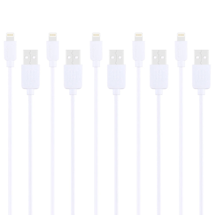5 PCS HAWEEL 1m High Speed 8 pin to USB Sync and Charging Cable Kit for iPhone, iPad(White) - Apple Accessories by buy2fix | Online Shopping UK | buy2fix