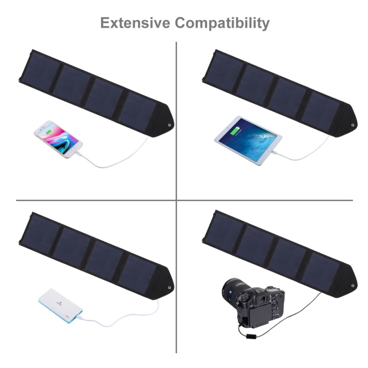 HAWEEL 14W Ultrathin Foldable Solar Panel Charger with 5V / 2.2A USB Port, Support QC3.0 and AFC(Black) - Charger by HAWEEL | Online Shopping UK | buy2fix