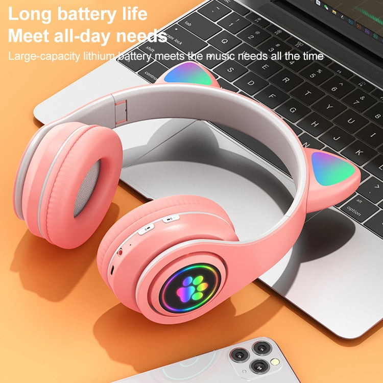 B39 Cat Ear Design LED Gradient Light Wireless Bluetooth Headset(Pink) - Multimedia Headset by buy2fix | Online Shopping UK | buy2fix