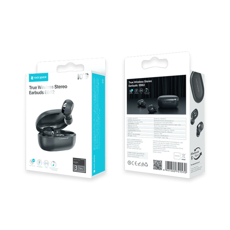 ROCK EB62 TWS Mini Bluetooth Earphone with Magnetic Charging Box, Support LED Power Digital Display & Call - Bluetooth Earphone by ROCK | Online Shopping UK | buy2fix