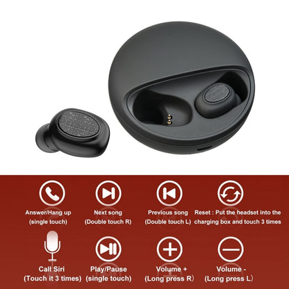YH-03 TWS V5.0 Wireless Stereo Bluetooth Headset with Charging Case, Support Voice Assistant(Black) - TWS Earphone by buy2fix | Online Shopping UK | buy2fix