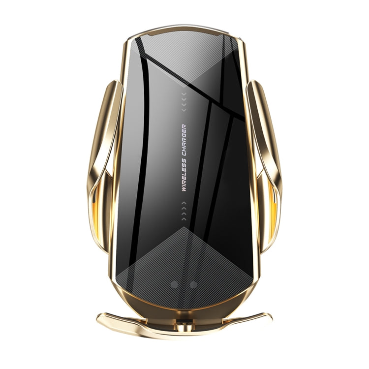 Q2 15W Universal Rotation Infrared Induction Magnetic Car Wireless Charging Mobile Phone Holder with Micro USB + 8 Pin + Type-C / USB-C Magnetic Connector(Gold) - In Car by buy2fix | Online Shopping UK | buy2fix