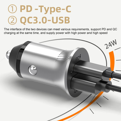 PD USB-C / Type-C + QC3.0 USB Fast Charging Car Charger with Dual LED Indicator - In Car by buy2fix | Online Shopping UK | buy2fix