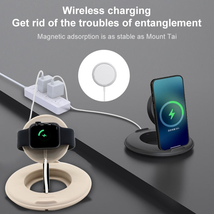 2 in 1 Silicone Desktop Wireless Charger Telescopic Stand For iPhone / Watch Wireless Charger (Gray Blue) - Desktop Holder by buy2fix | Online Shopping UK | buy2fix