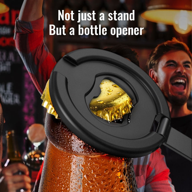 R-JUST SJ20-1 Aluminum Alloy Magnetic Bottle Opener Cellphone Holder With No Trace Sticker (Black) - Hand-Sticking Bracket by R-JUST | Online Shopping UK | buy2fix