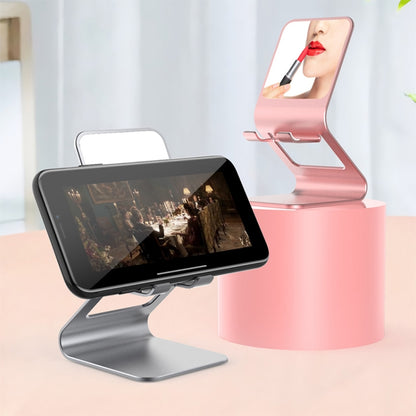 Universal Mobile Phone / Tablet PC Multifunctional Metal Desktop Stand with Makeup Mirror (Pink) - Desktop Holder by buy2fix | Online Shopping UK | buy2fix