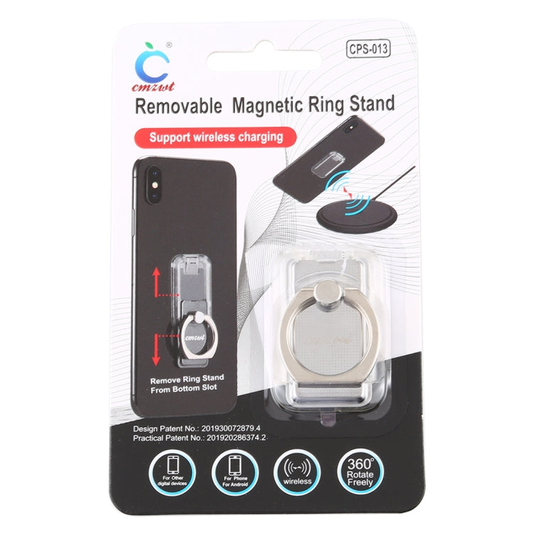 CPS-013 360 Degrees Rotate Freely Removable Magnetic Ring Stand Phone Holder, Support Wireless Charging(Silver) - Ring Holder by buy2fix | Online Shopping UK | buy2fix