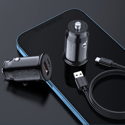 awei C-706 20W PD Type-C + QC 3.0 Type-A Car Charger with CL-110T Data Cable - Car Charger by awei | Online Shopping UK | buy2fix