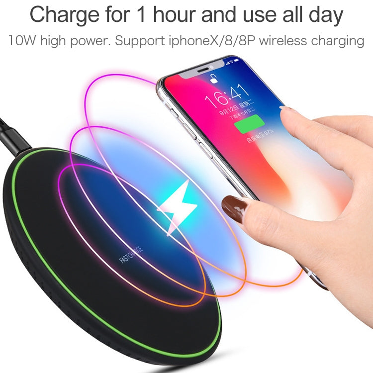 KD-1 Ultra-thin 10W Fast Charging Wireless Charger for Android Phones & iPhone(Black) - Apple Accessories by buy2fix | Online Shopping UK | buy2fix