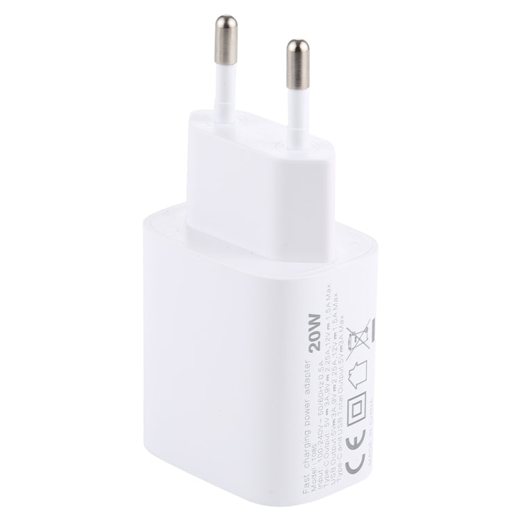 T085 20W USB + Type-C Fast Charging Travel Power Adapter, EU Plug - USB Charger by buy2fix | Online Shopping UK | buy2fix