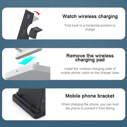 HQ-UD21 3 in 1 Folding Mobile Phone Watch Multi-Function Charging Stand Wireless Charger for iPhones & Apple Watch & Airpods (White) - Apple Accessories by buy2fix | Online Shopping UK | buy2fix