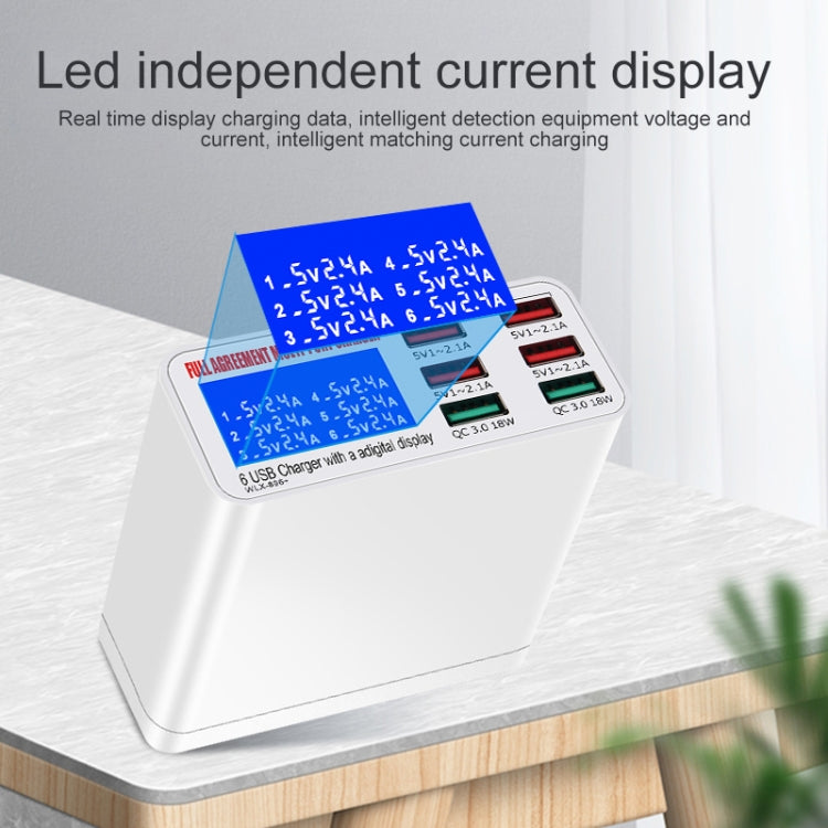 WLX-896+ 6 In 1 Multi-function Smart Digital Display USB Charger(US Plug) - Multifunction Charger by buy2fix | Online Shopping UK | buy2fix