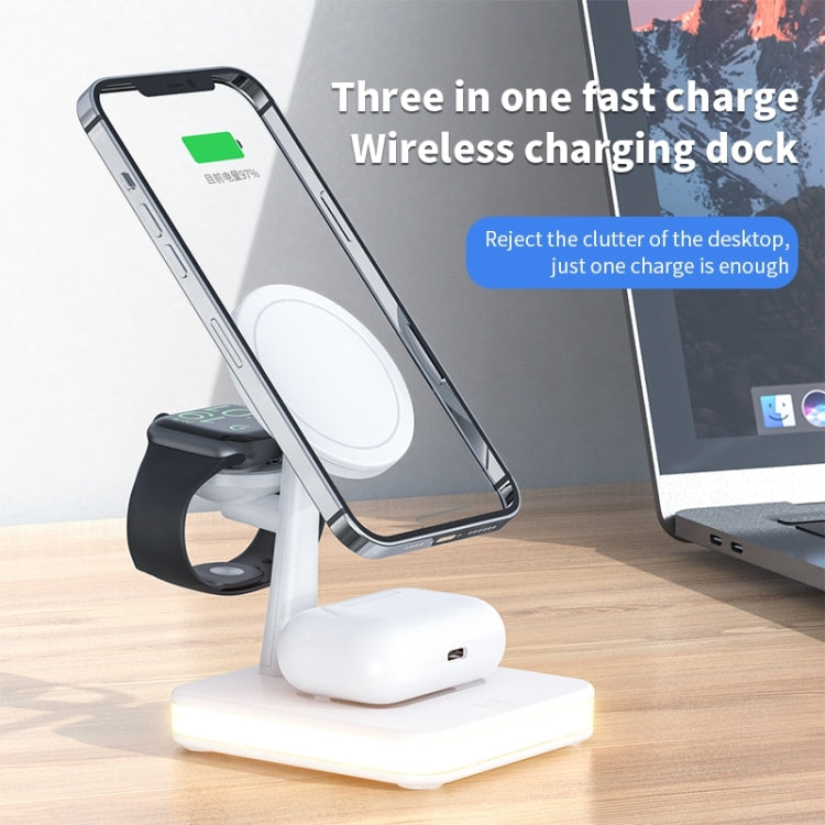 991 3 in 1 15W Electromagnetic Induction Wireless Fast Charging with 360 Degree Rotating Holder(Black) - Apple Accessories by buy2fix | Online Shopping UK | buy2fix