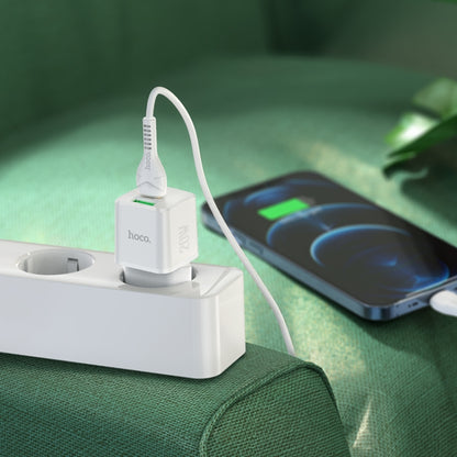 hoco N20 PD 20W Type-C / USB-C + QC 3.0 USB Mini Dual Fast Charger with Type-C / USB-C to 8 Pin Data Cable , EU Plug (White) - Apple Accessories by hoco | Online Shopping UK | buy2fix