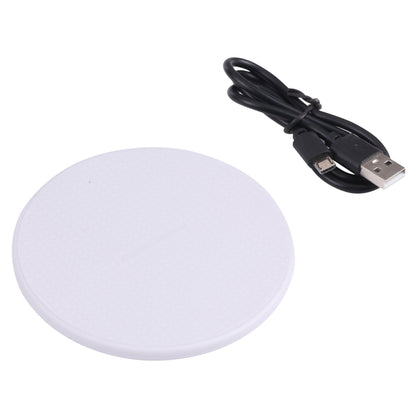 10W QI Plaid Pattern Round Plastic Wireless Charger (White) - Wireless Charger by buy2fix | Online Shopping UK | buy2fix