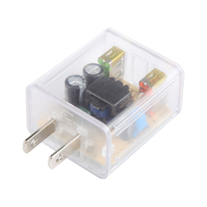 64-22 2A Dual USB Transparent Charger, specification: US Plug - USB Charger by buy2fix | Online Shopping UK | buy2fix