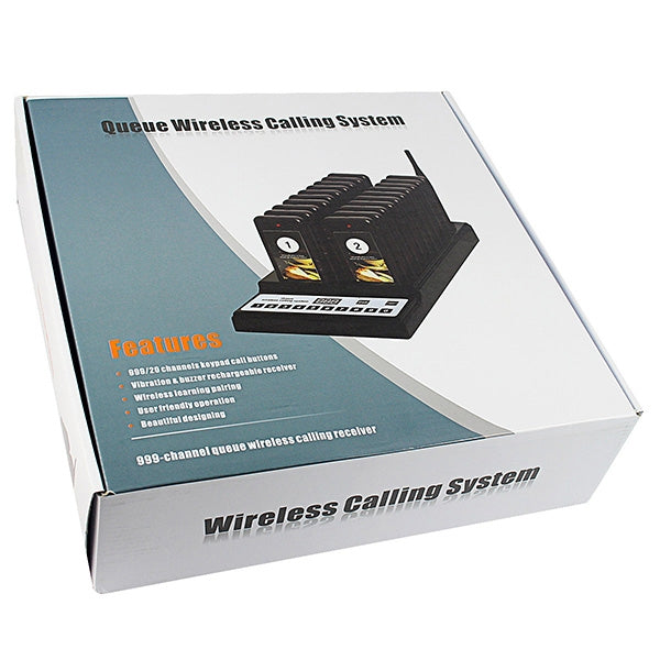 QC100 999 Channel Restaurant Wireless Paging Queuing Calling System with 20 Call Coaster Pagers, US Plug - Security by buy2fix | Online Shopping UK | buy2fix