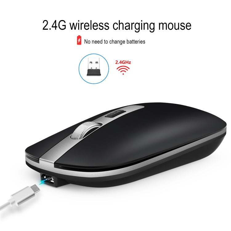 HXSJ M30 Rechargeable Wireless Mouse Metal Wheel Mute 2.4G Office Mouse 500 mAh Built-in Battery(Grey) - Computer & Networking by HXSJ | Online Shopping UK | buy2fix