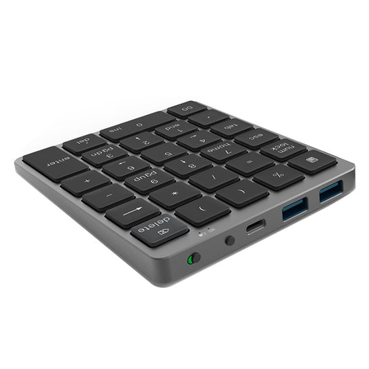 N970 Pro Dual Modes Aluminum Alloy Rechargeable Wireless Bluetooth Numeric Keyboard with USB HUB (Grey) - Mini Keyboard by buy2fix | Online Shopping UK | buy2fix