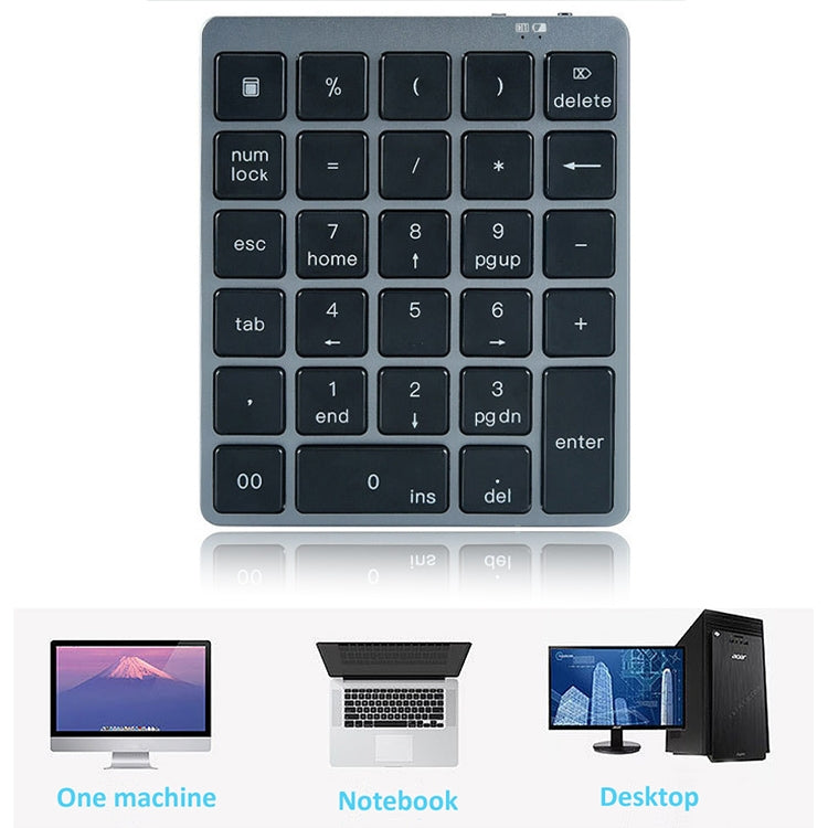 N970 Pro Dual Modes Aluminum Alloy Rechargeable Wireless Bluetooth Numeric Keyboard with USB HUB (Grey) - Mini Keyboard by buy2fix | Online Shopping UK | buy2fix