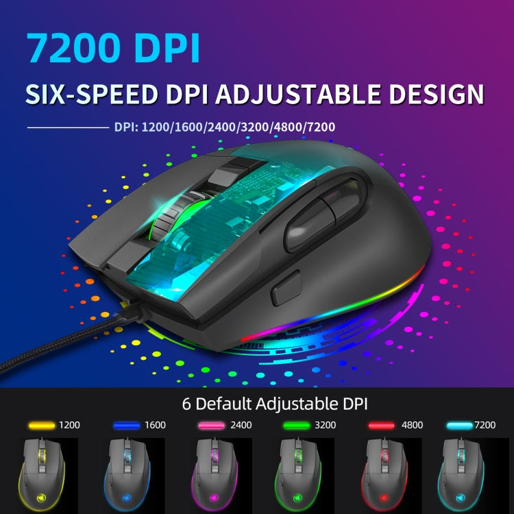 HXSJ A905 8-buttons 7200 DPI Programmable Wired Gaming Mouse, Cable Length: 1.6m - Wired Mice by HXSJ | Online Shopping UK | buy2fix