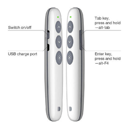 Doosl DSIT007 2.4GHz Rechargeable Powerpoint Presentation Wireless Cliker Remote Control Pen, Control Distance: 100m(White) -  by DOOSL | Online Shopping UK | buy2fix