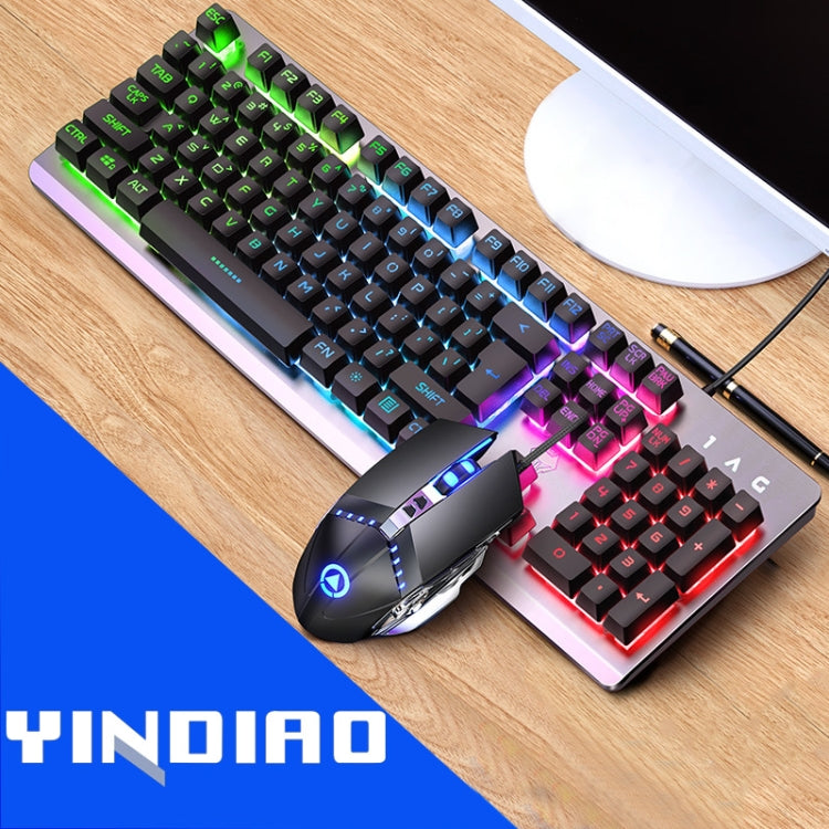 YINDIAO K002 USB Wired Mechanical Feel Sound Control RGB Backlight Keyboard + Optical Mouse Set(Black) - Wired Keyboard by YINDIAO | Online Shopping UK | buy2fix