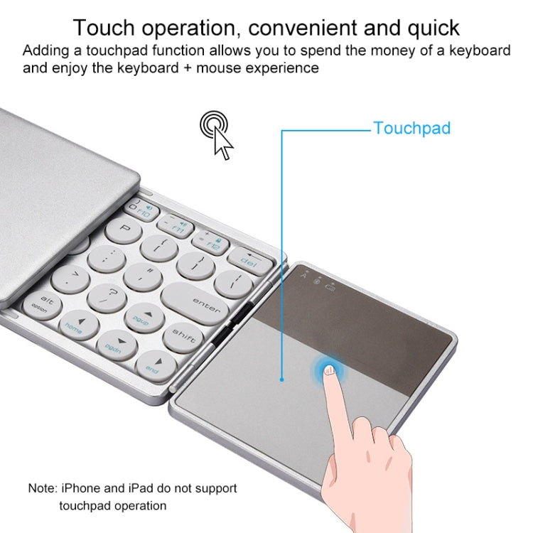 GK408 Three-fold Rechargeable Wireless Bluetooth Keyboard with Touchpad, Support Android / IOS / Windows (Silver) - Wireless Keyboard by buy2fix | Online Shopping UK | buy2fix