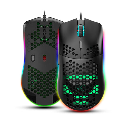 HXSJ J900 6 Keys RGB Lighting Programmable Gaming Wired Mouse (Black) - Wired Mice by HXSJ | Online Shopping UK | buy2fix