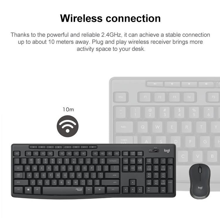 Logitech MK295 USB Wireless Silence Keyboard Mouse Set (Black) - Wireless Keyboard by Logitech | Online Shopping UK | buy2fix