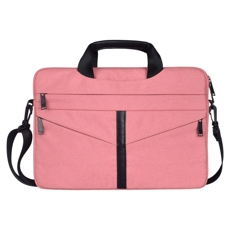 15.6 inch Breathable Wear-resistant Fashion Business Shoulder Handheld Zipper Laptop Bag with Shoulder Strap (Pink) - 14.1 inch by buy2fix | Online Shopping UK | buy2fix