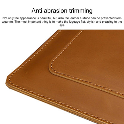 Universal Genuine Leather Business Zipper Laptop Tablet Bag For 15 inch and Below(Coffee) - 15 inch by buy2fix | Online Shopping UK | buy2fix