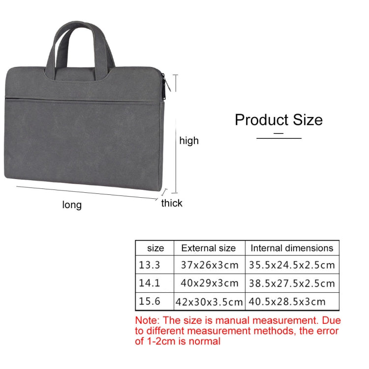 ST06 Waterproof PU Leather Zipper Hidden Portable Strap One-shoulder Handbag for 14.1 inch Laptops, with Suitcase Belt (Dark Gray) - 14.1 inch by buy2fix | Online Shopping UK | buy2fix