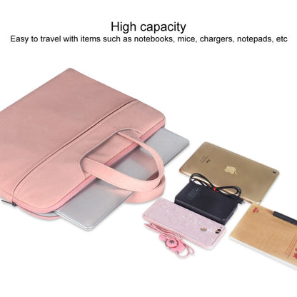 ST06 Waterproof PU Leather Zipper Hidden Portable Strap One-shoulder Handbag for 14.1 inch Laptops, with Suitcase Belt (Pink) - 14.1 inch by buy2fix | Online Shopping UK | buy2fix